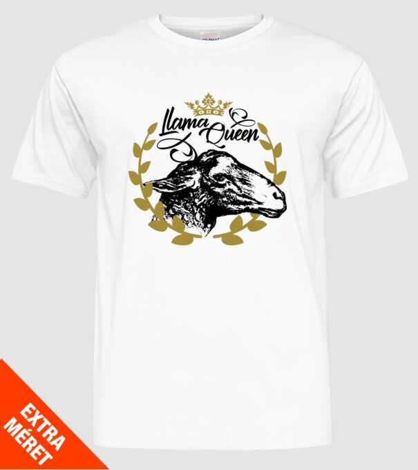 Lama Queen model alb pe tricou