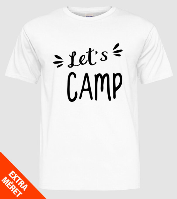 'Let''s camp' model alb pe tricou