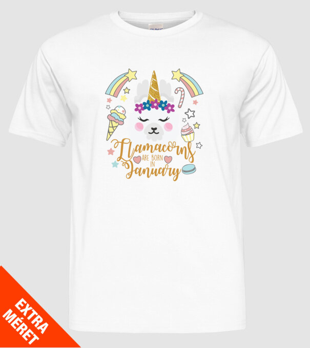 Llamacorns are born in January model alb pe tricou