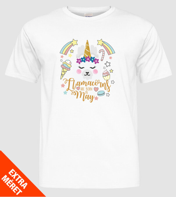 Llamacorns are born in May model alb pe tricou