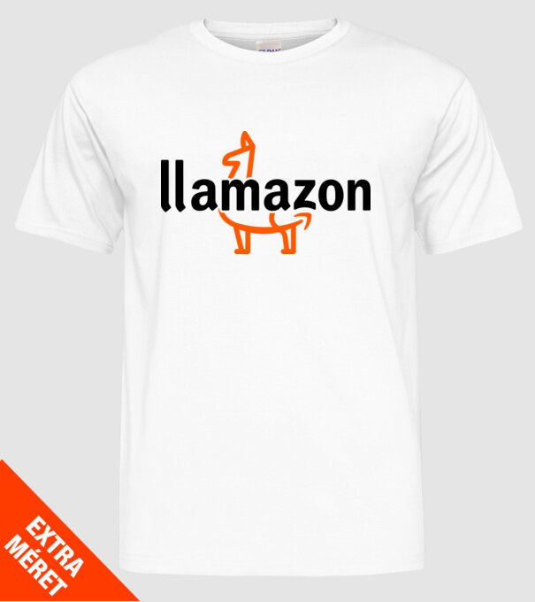 Llamazon model alb pe tricou
