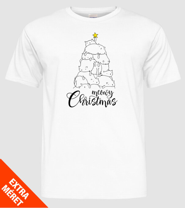 Meowy Christmas model alb pe tricou
