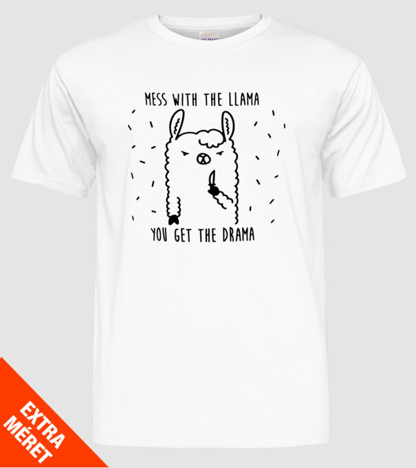 Mess with the lama model alb pe tricou