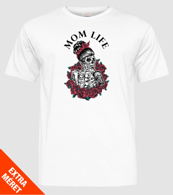 MOMLIFE model alb pe tricou