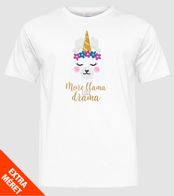 More Llama less drama model alb pe tricou