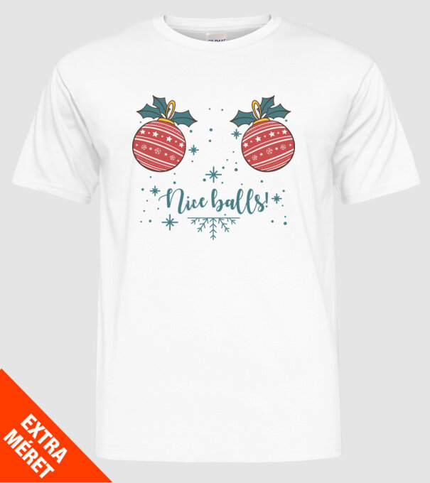 Nice Balls model alb pe tricou