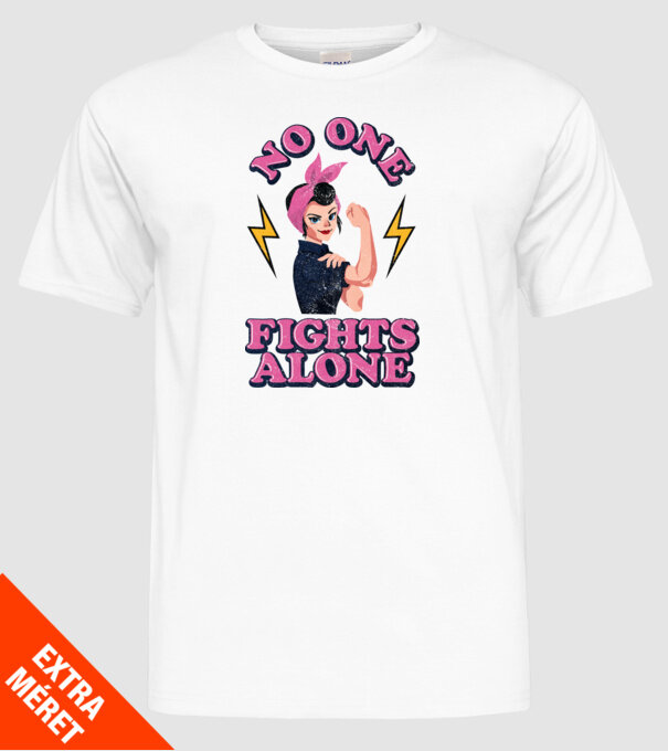 No one fights alone pinup texture model alb pe tricou