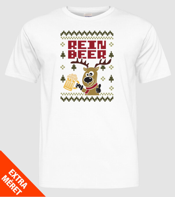 Reinbeer ugly sweater model alb pe tricou