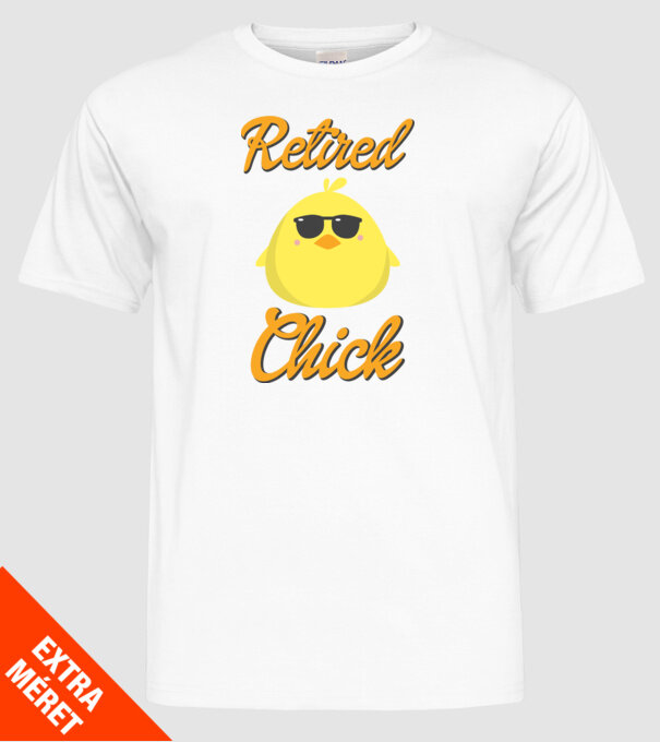 Retired chick model alb pe tricou