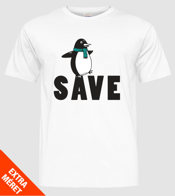 Save penguin model alb pe tricou