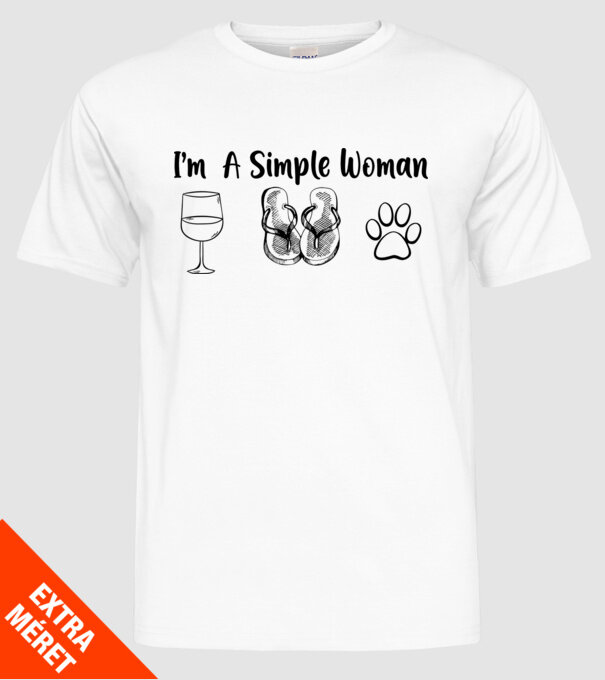 Simple doggy woman model alb pe tricou