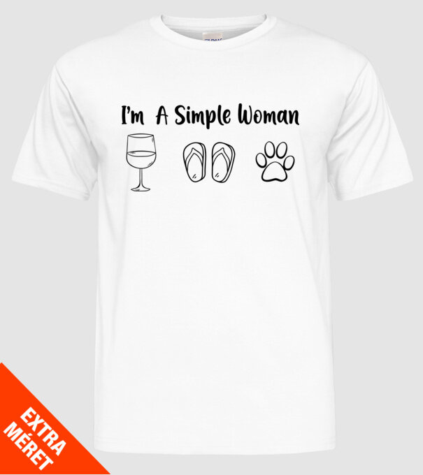 Simple doggy woman model alb pe tricou