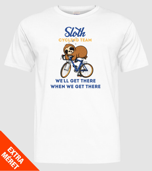 Sloth cycling team model alb pe tricou