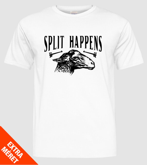 Split happens model alb pe tricou