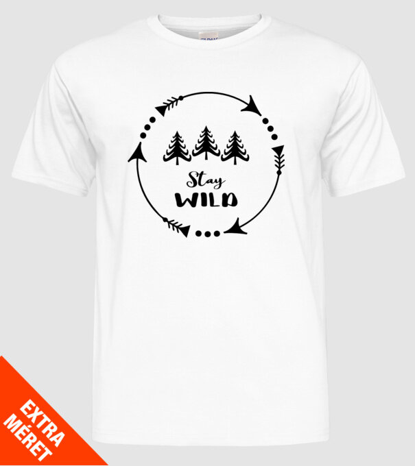 Stay wild arrows circle model alb pe tricou