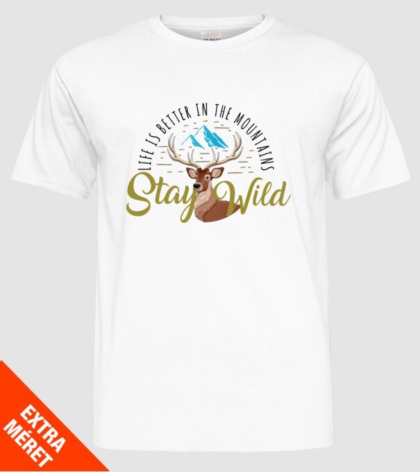 Stay wild Cerb model alb pe tricou