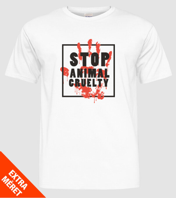 Stop animal cruelty model alb pe tricou