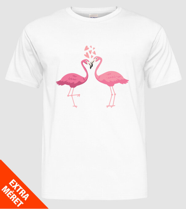 FLAMINGO ÎNDRĂGOSTIȚI model alb pe tricou