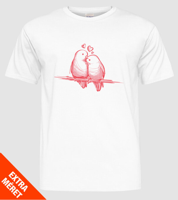 Păsări îndrăgostite model alb pe tricou