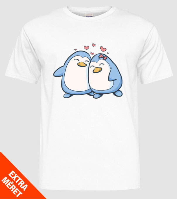 PINGUIN ÎNDRĂGOSTIT model alb pe tricou