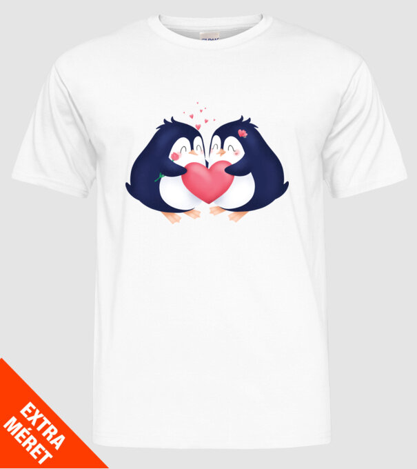 PINGUIN ÎNDRĂGOSTIT model alb pe tricou