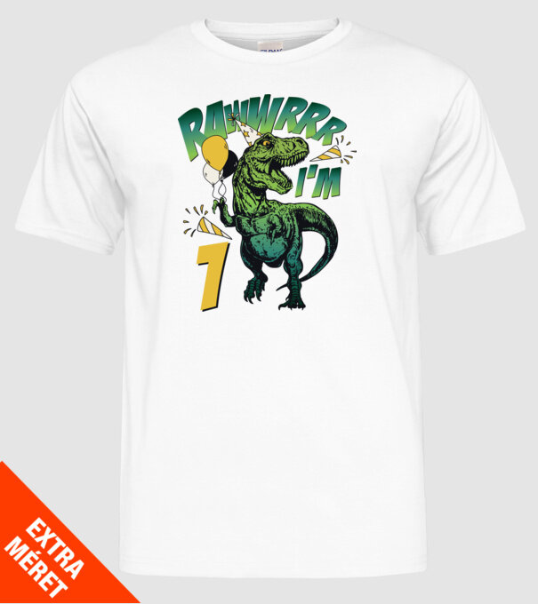 'Birthday Dinosaur rawww i''m 1' model alb pe tricou