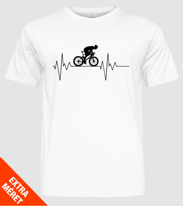 Biker Heartbeat model alb pe tricou