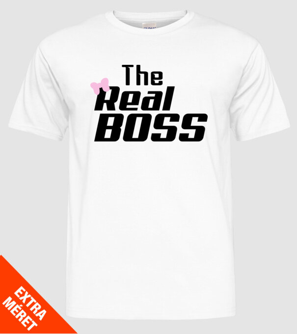 The real boss model alb pe tricou
