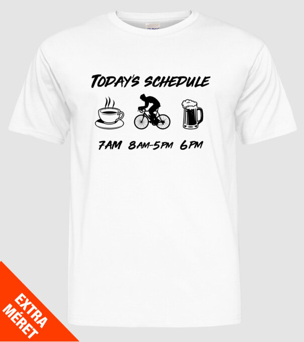 Todays schedule model alb pe tricou
