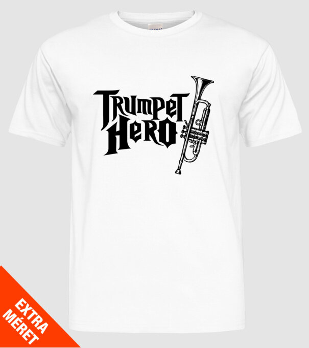 Trumpet Hero model alb pe tricou