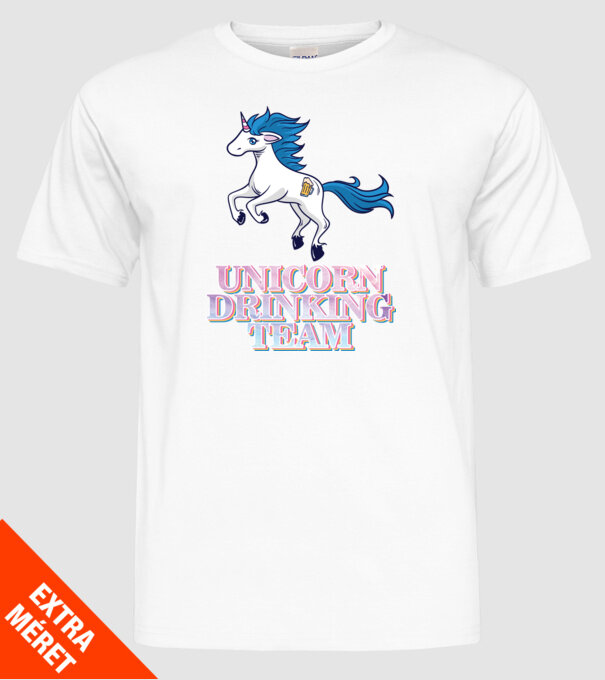 Unicorn drinking team model alb pe tricou