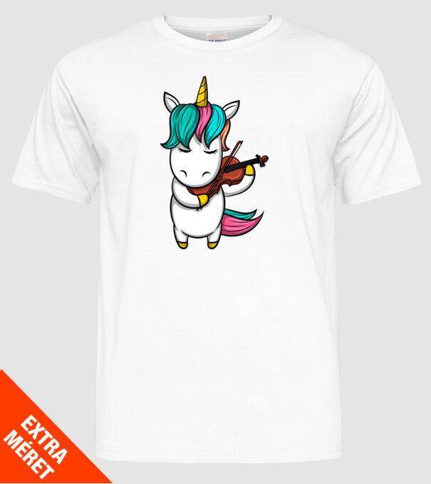 Unicorn Violin model alb pe tricou