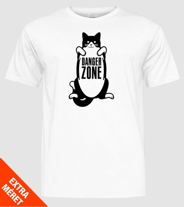 Zonă de pericol pisică model alb pe tricou