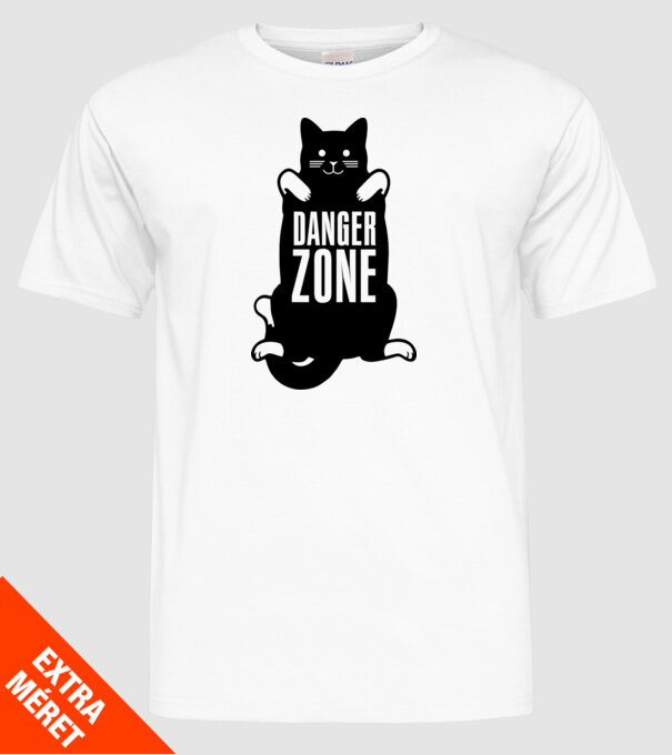 Zonă de pericol pisică model alb pe tricou