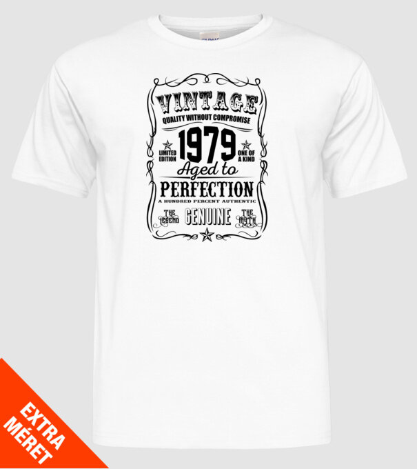 Vintage perfection 1979 model alb pe tricou