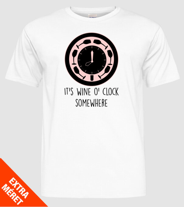 Wine o clock model alb pe tricou