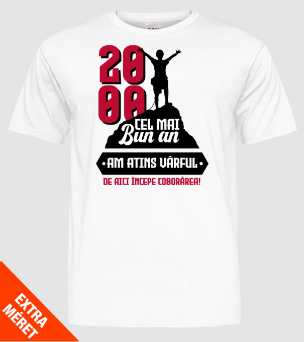 2000 cel mai bun an. Am atins vârful, de aici începe coborârea. model alb pe tricou