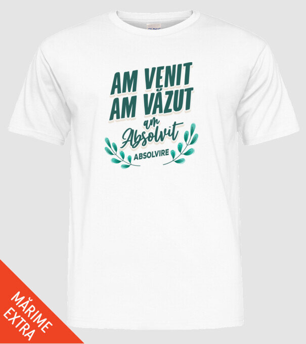 Absolvire model alb pe tricou
