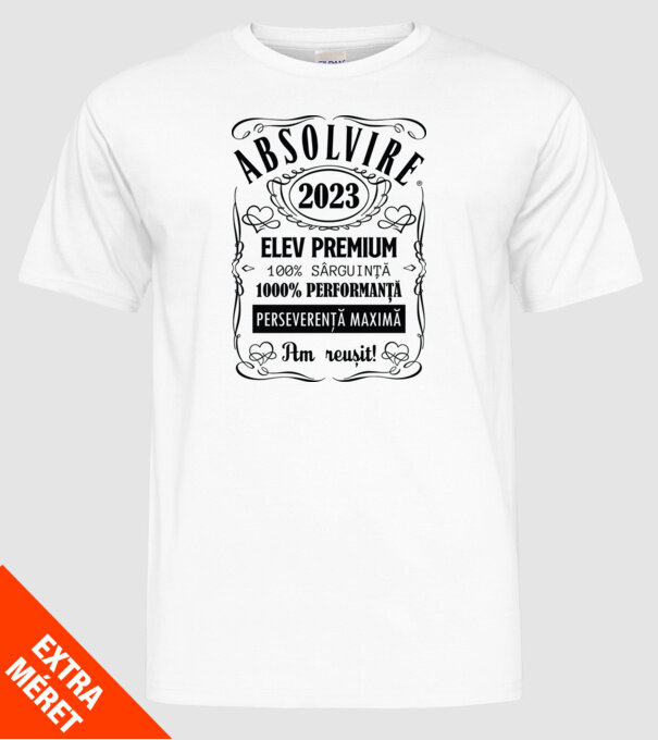 Absolvire Premium model alb pe tricou