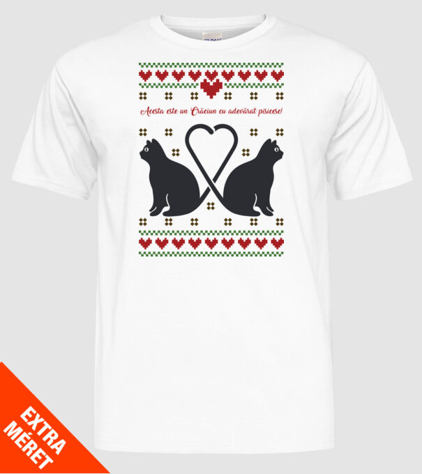 acesta este un Crăciun cu adevărat pisicesc model alb pe tricou