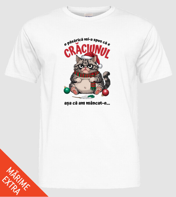 Am mâncat pasărea Crăciun pisică Alb model alb pe tricou