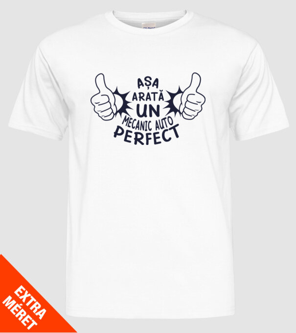 Așa arată un mecanic auto perfect model alb pe tricou