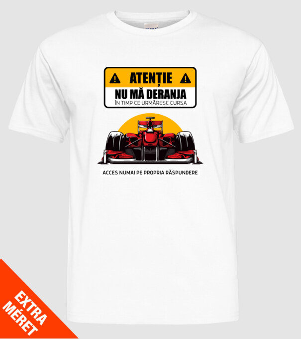 Atenție model alb pe tricou