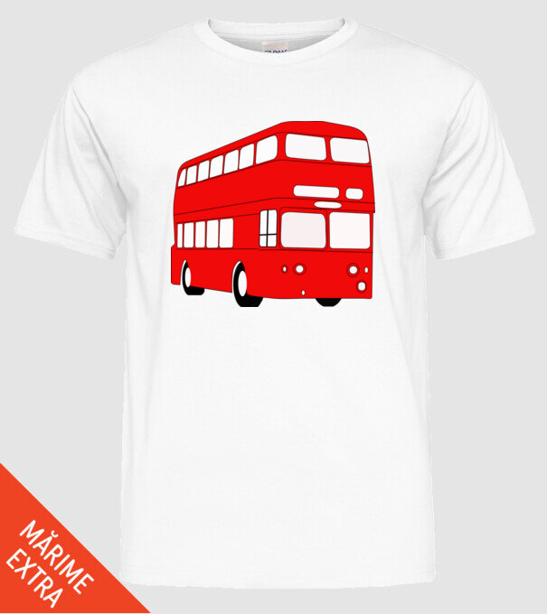 Autobuze model alb pe tricou