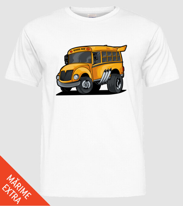 Autobuze model alb pe tricou