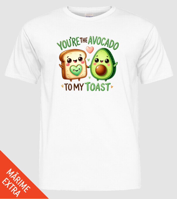 Avocado to my Toast model alb pe tricou