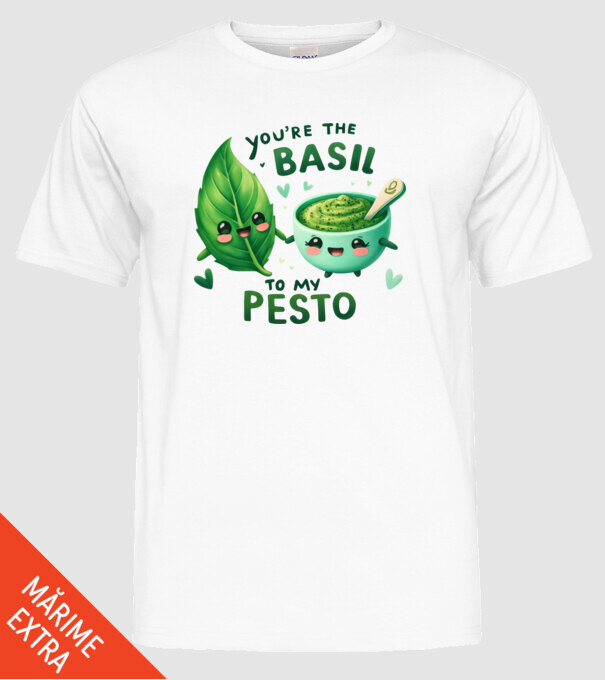 Basil to my Pesto model alb pe tricou