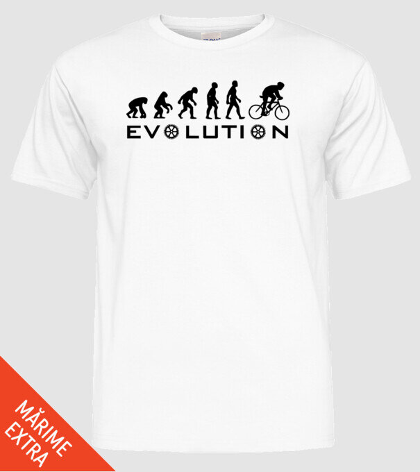 Bike evolution model alb pe tricou