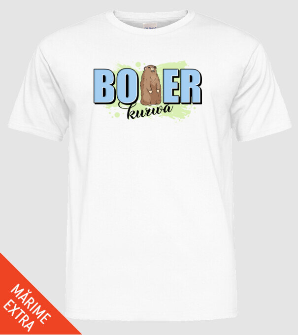 Bober Kurwa model alb pe tricou