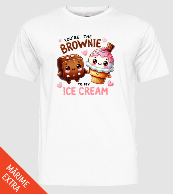 Brownie to my Ice Cream model alb pe tricou